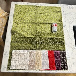 Jim Thompson KHAO ROM Flocked Geometric Upholstery Fabric Sample 36x26 in